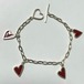 Vintage Tashi 925 Silver Enamel Heart Charm Bracelet
