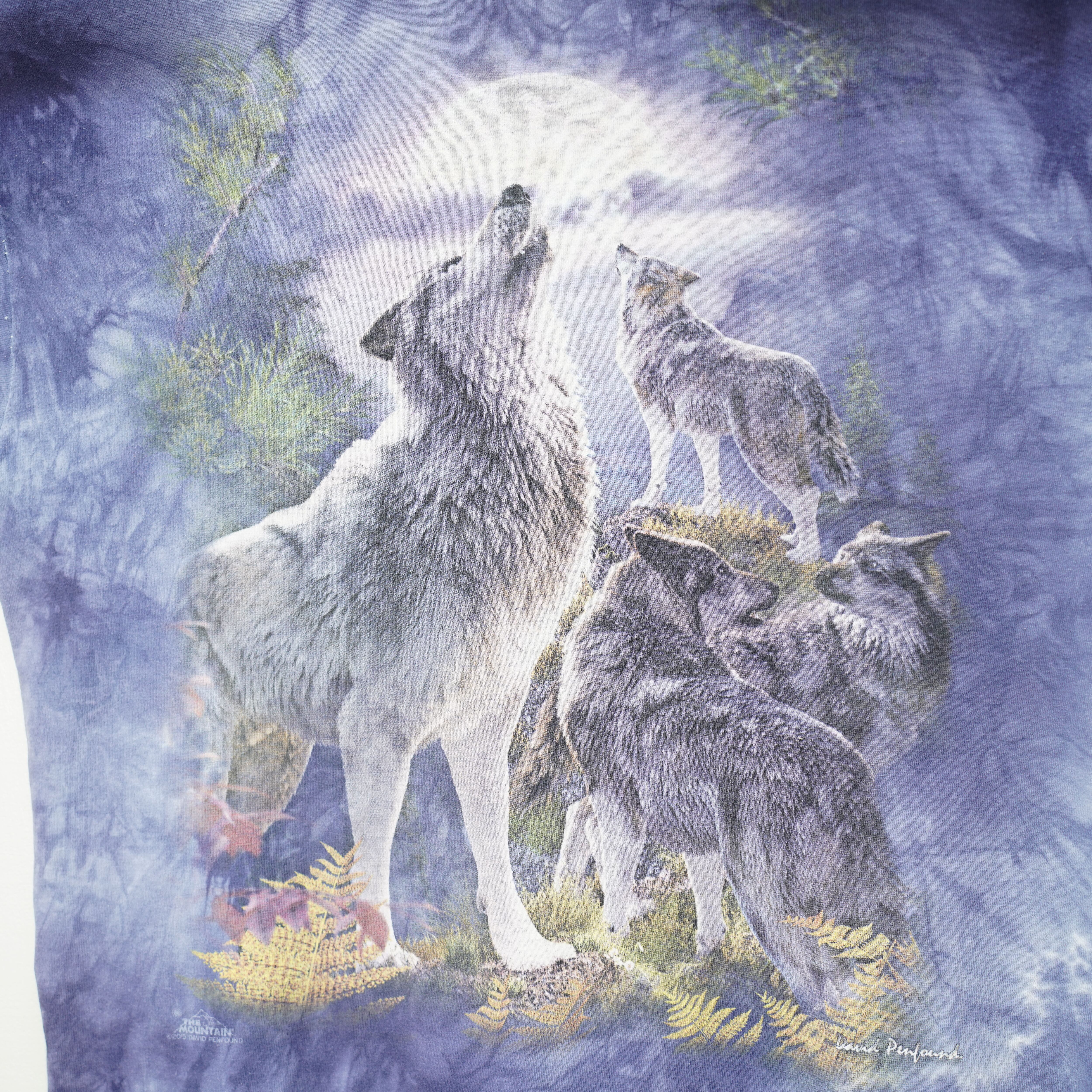 USA VINTAGE THE MOUNTAIN WOLF PRINT DESIGN TIE DYE T SHIRT ...