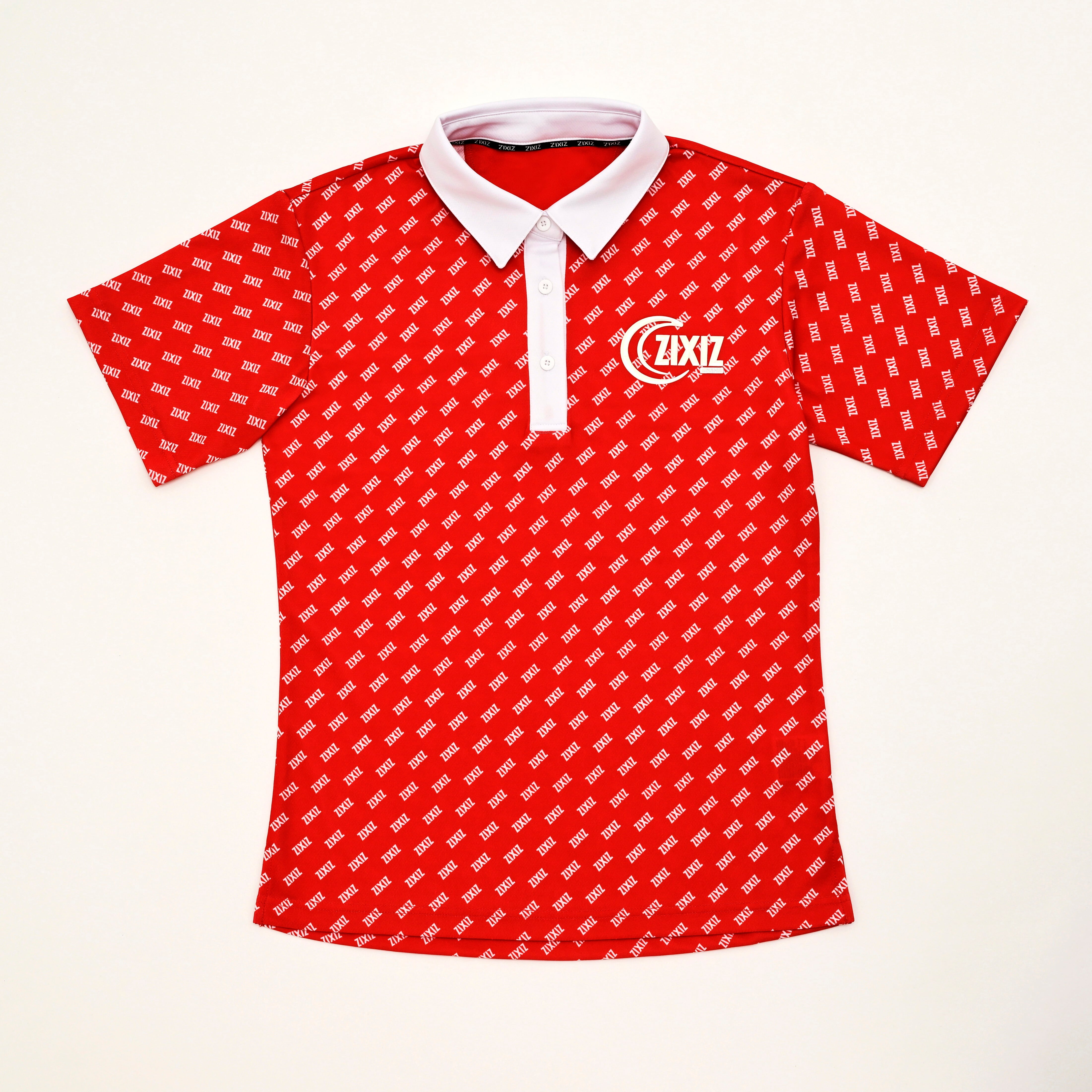 レッドZIXIZ柄 【レディース半袖ポロシャツ】24PSSSL-RDWH