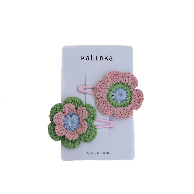 Kalinka / Flower Crochet Clip Set - Dusty Pink