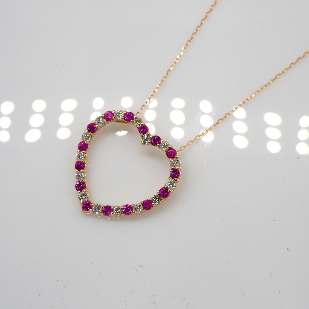 K18 ルビー ダイヤ ペンダントネックレス ハート | C.O. Jewelry Wholesale