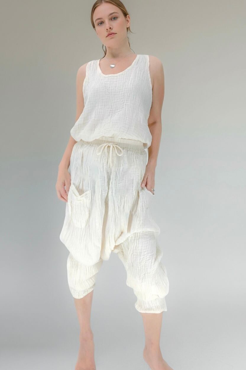 ハンドメイドエプロンとgauzeサルエルパンツの2点 ダブルガーゼ サルエルパンツ ナチュラル | Purushana