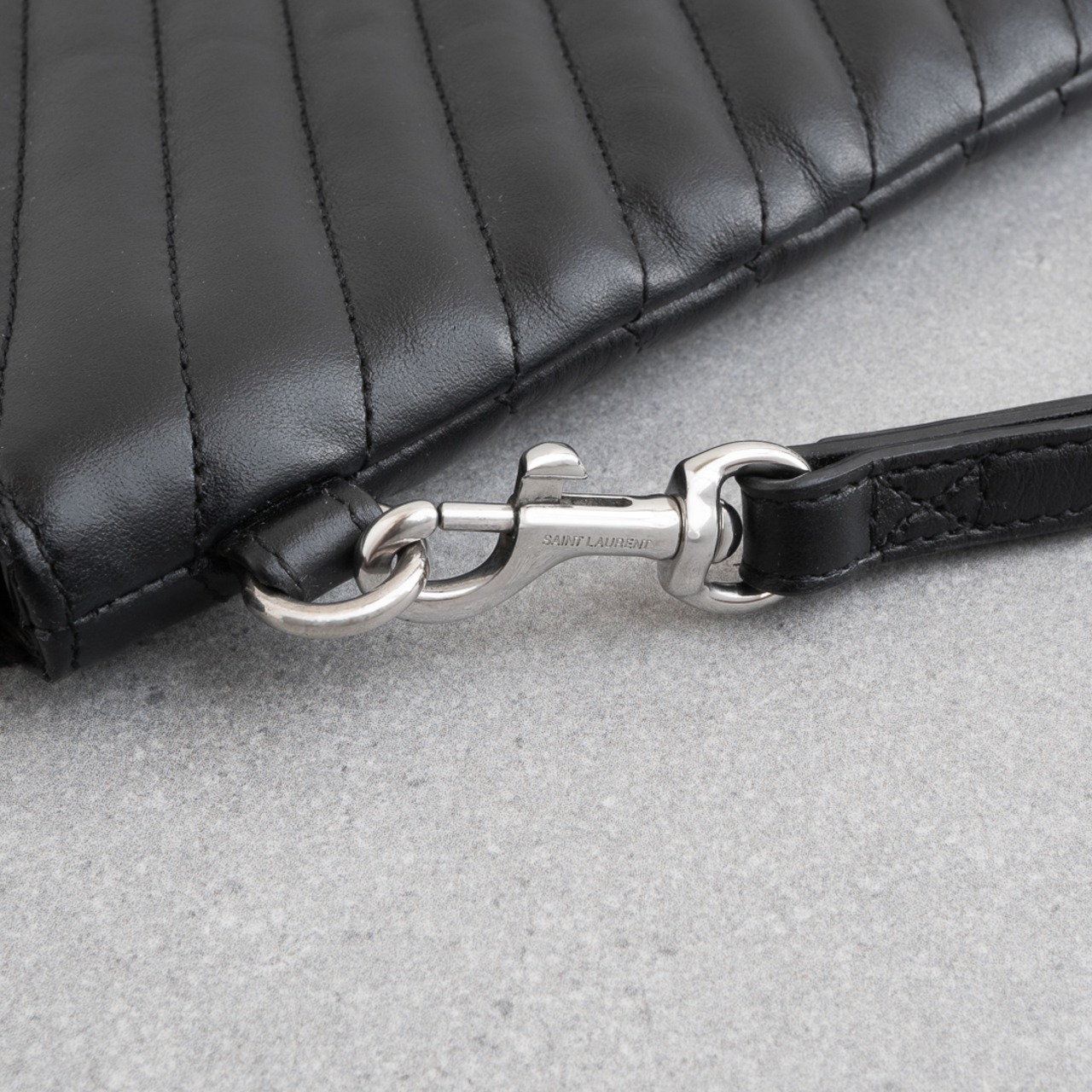 サンローラン クラッチバッグ キルティング ブラック レザー