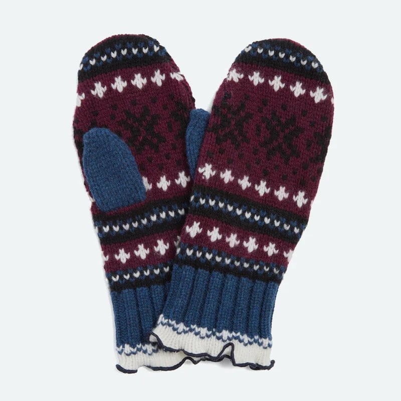 SEA NY LINEA FAIR ISLE MITTENS BURGUNDY