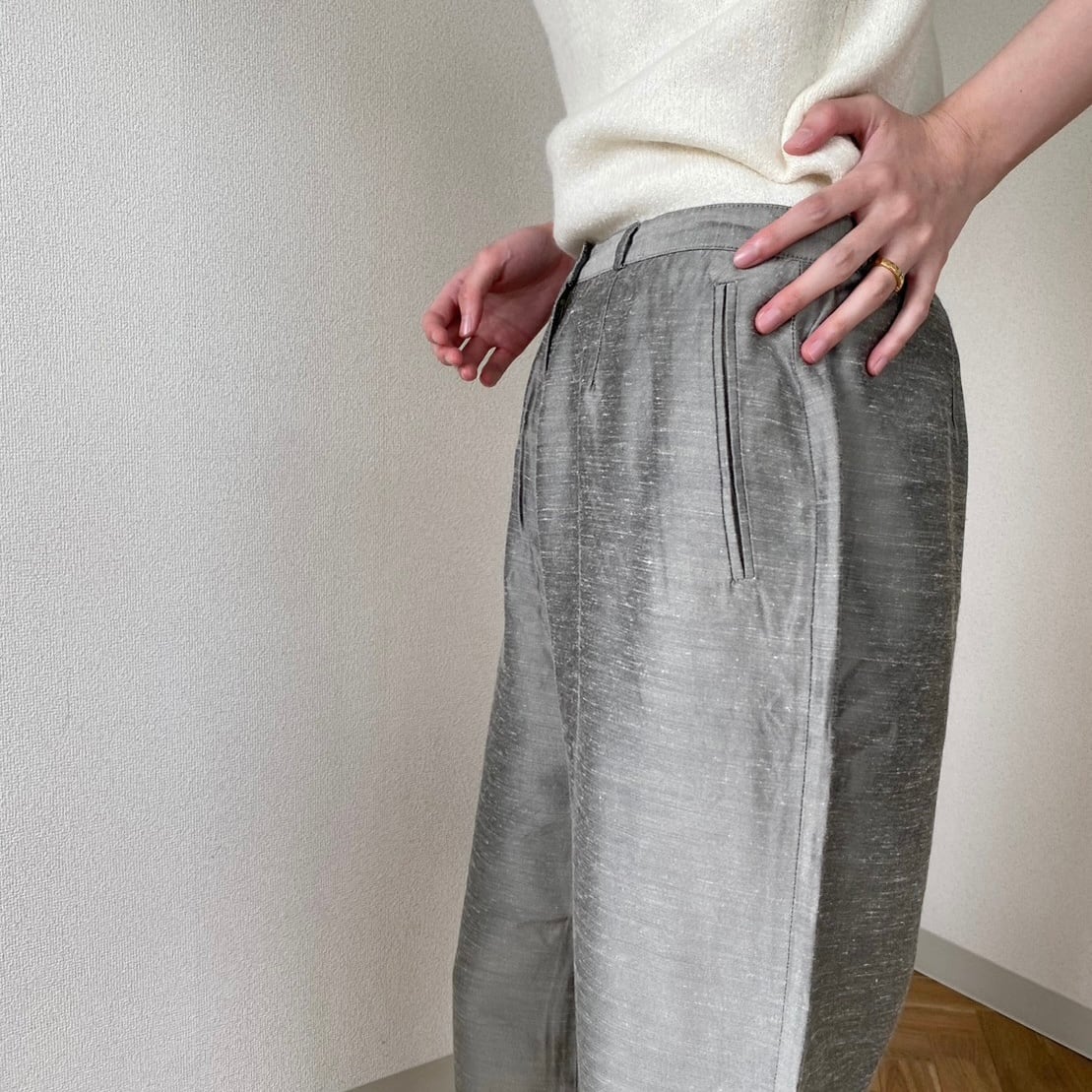 silver pants ｜ シルバー グレー パンツ スラックス 古着 | brume