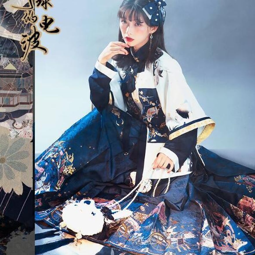 サブカル 服 地雷系 通販 3点セット割り 羽織り黒シャツ ラップスカート 漢服 チャイナ服 優雅 総柄 刺繍 サブカル服 ストリート系