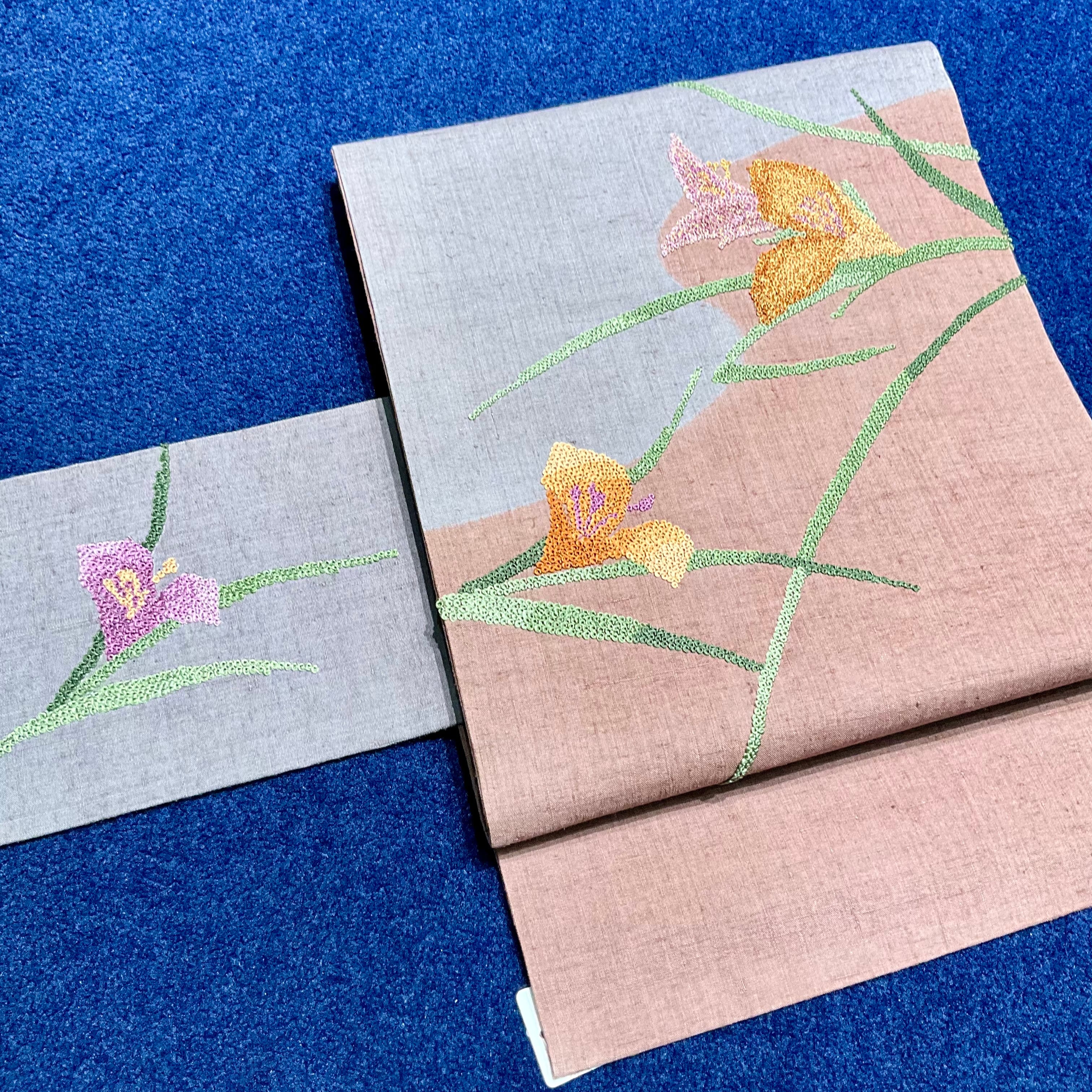 春のいぶき*未使用 相良刺繍 リサイクル名古屋帯 A529 | kimono 春のいぶき*未使用 相良刺繍 リサイクル名古屋帯 A529 | kimono