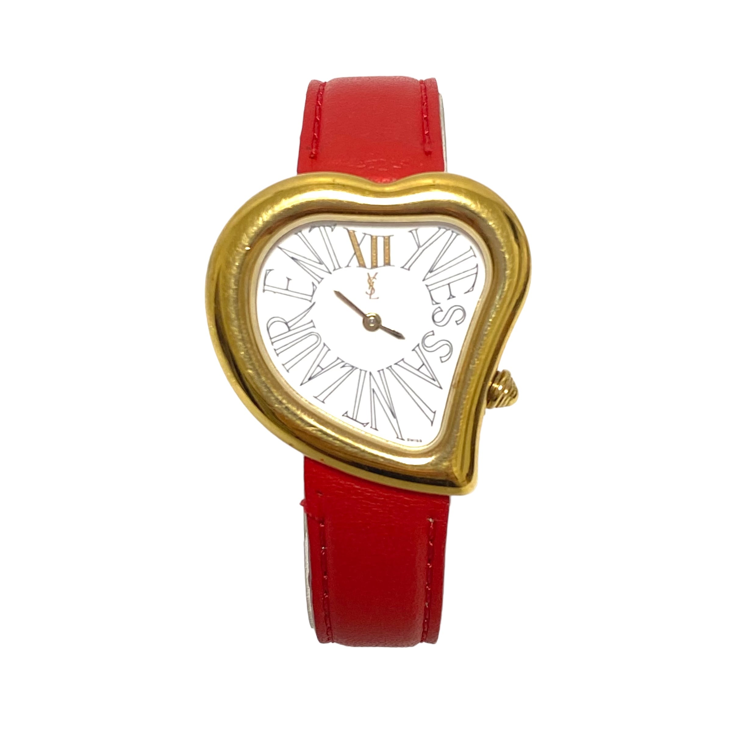 YVES SAINT LAURENT イヴサンローラン ハートモチーフ クォーツ 腕時計 レディース レッド 10929-202308