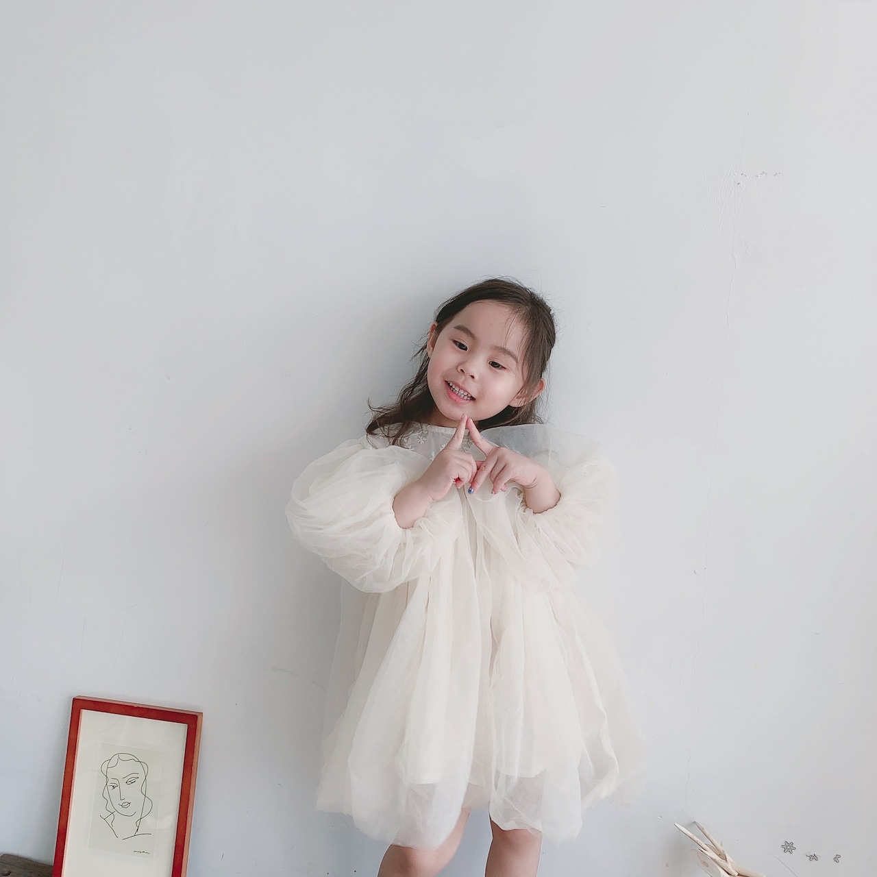 size残り少なめ〈80-130size〉whiteシフォンワンピース - 4