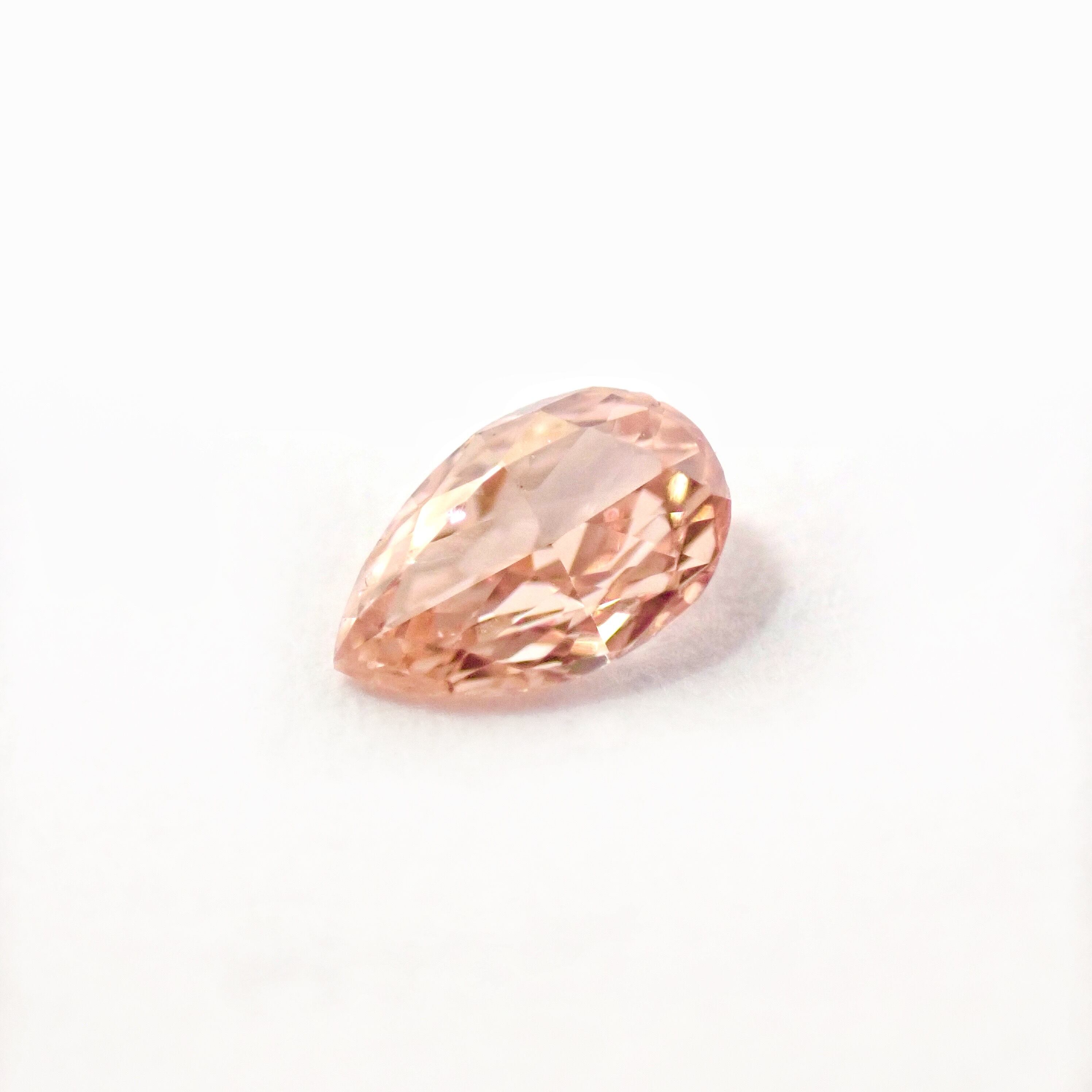 希少】 Fancy Orangy Pink 0.057ct ペアシェイプ 3.4mm ファンシー