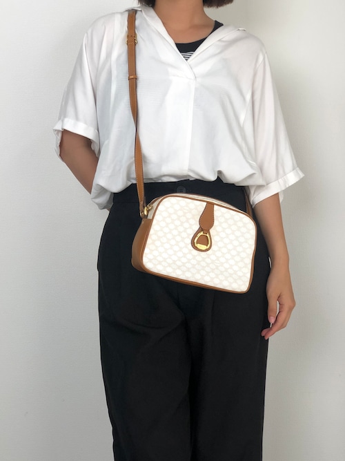 CELINE セリーヌ マカダム ショルダーバッグ ホワイト ホースビット PVC vintage ヴィンテージ オールド wbvsb7