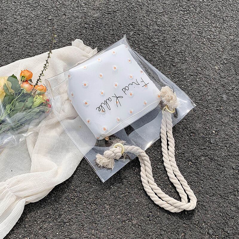 バッグ女性バッグ2020夏の新しい波バージョン野生の大容量透明バッグファッションレディースゼリーバッグ Tiancai_Wing_Bag6873777