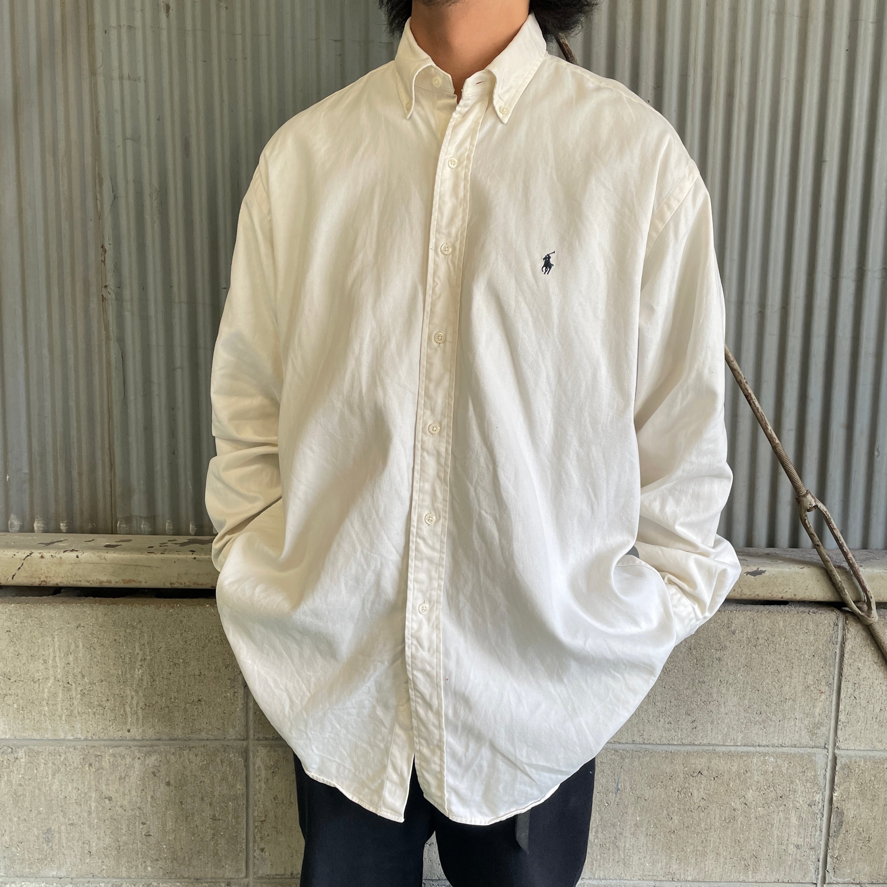 90年代 Ralph Lauren ラルフローレン BLAKE ボタンダウンシャツ メンズL 古着 オールドラルフローレン 90s ビンテージ ...