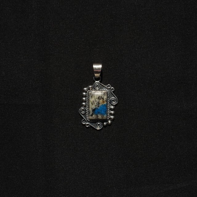 Mexican Jewelry/Silver950 K2ジャスパーペンダントトップ/黒燻し仕上げ
