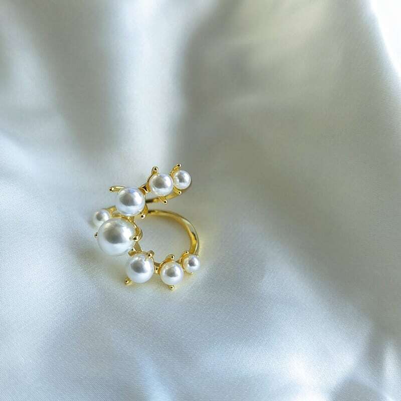 アクセサリー PEARL RING Joias Femininas De Aço Inoxidável Wanxing Pearl Ring