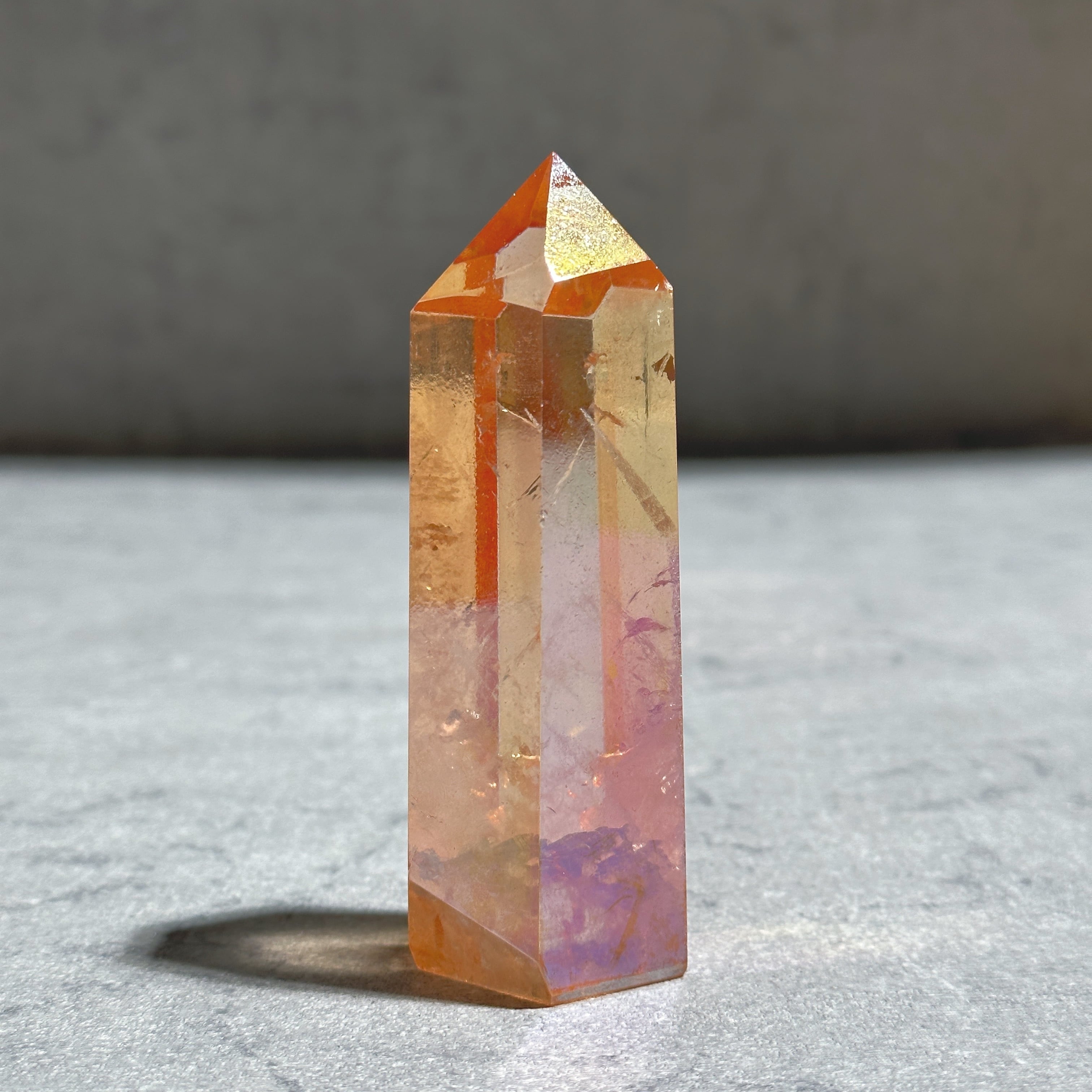 透明感◎オレンジオーラクォーツ タワー04◇ Orange Aura Quartz