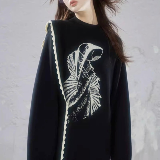 Abstract line knit one-piece C1607