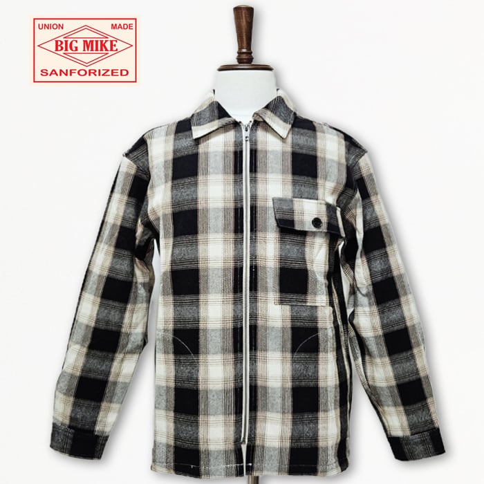 BIGMIKE ビッグマイク ネルシャツ メンズ ジップアップ シャツジャケット オンブレチェック アメカジ【送料無料】