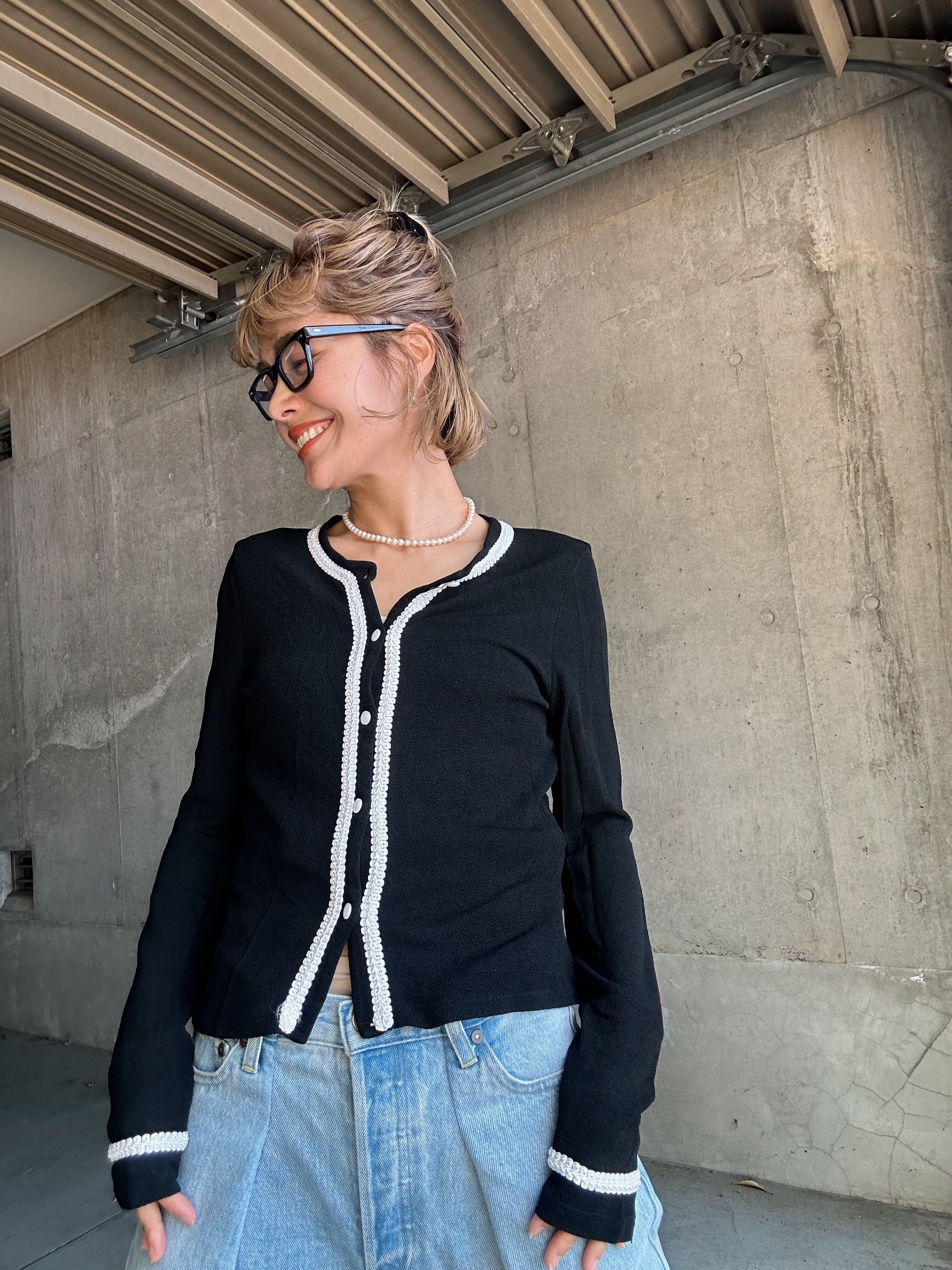 (KN524)acetate design cardigan