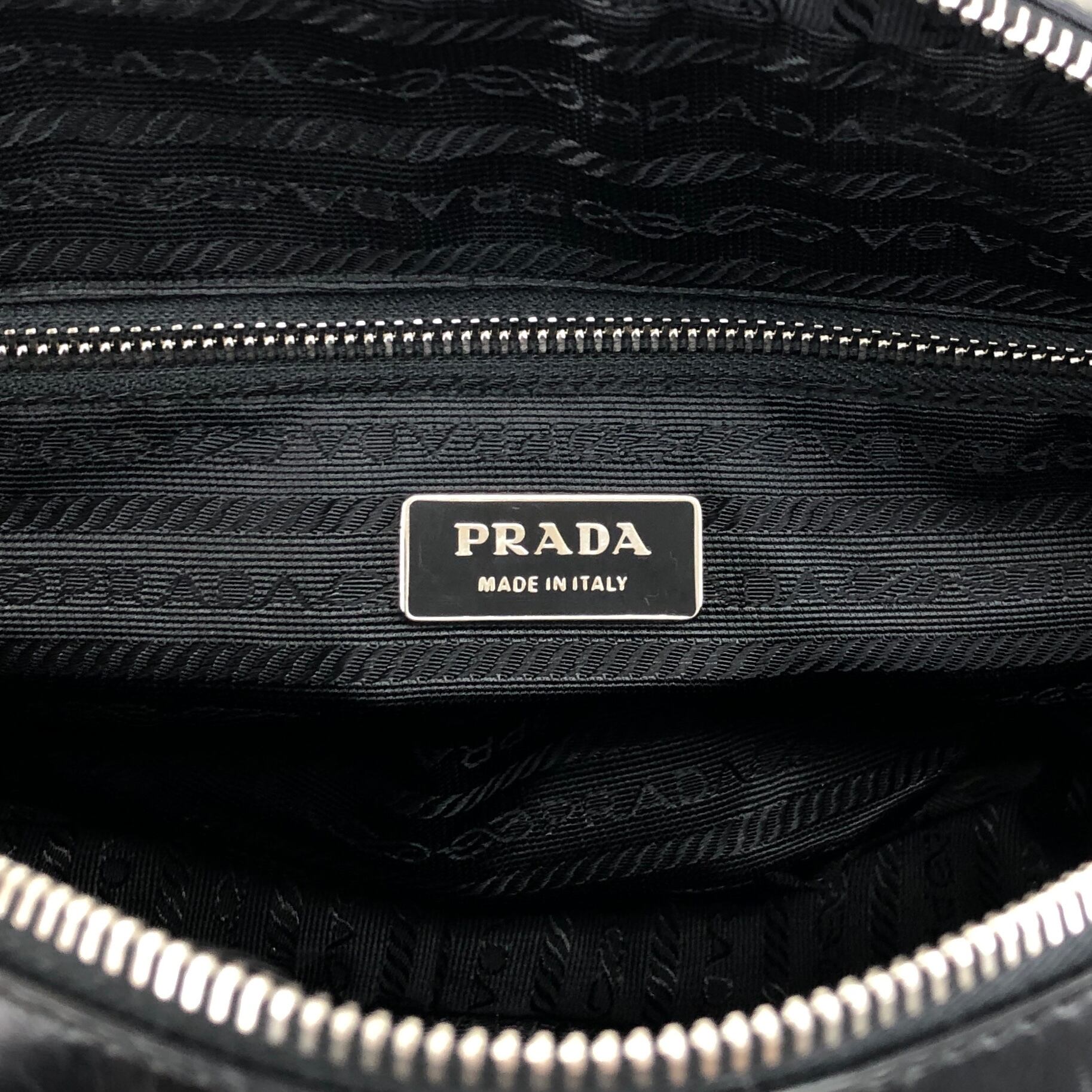 PRADA プラダ ハンドバッグ ブラック カデナ パンチング レザー ミニ