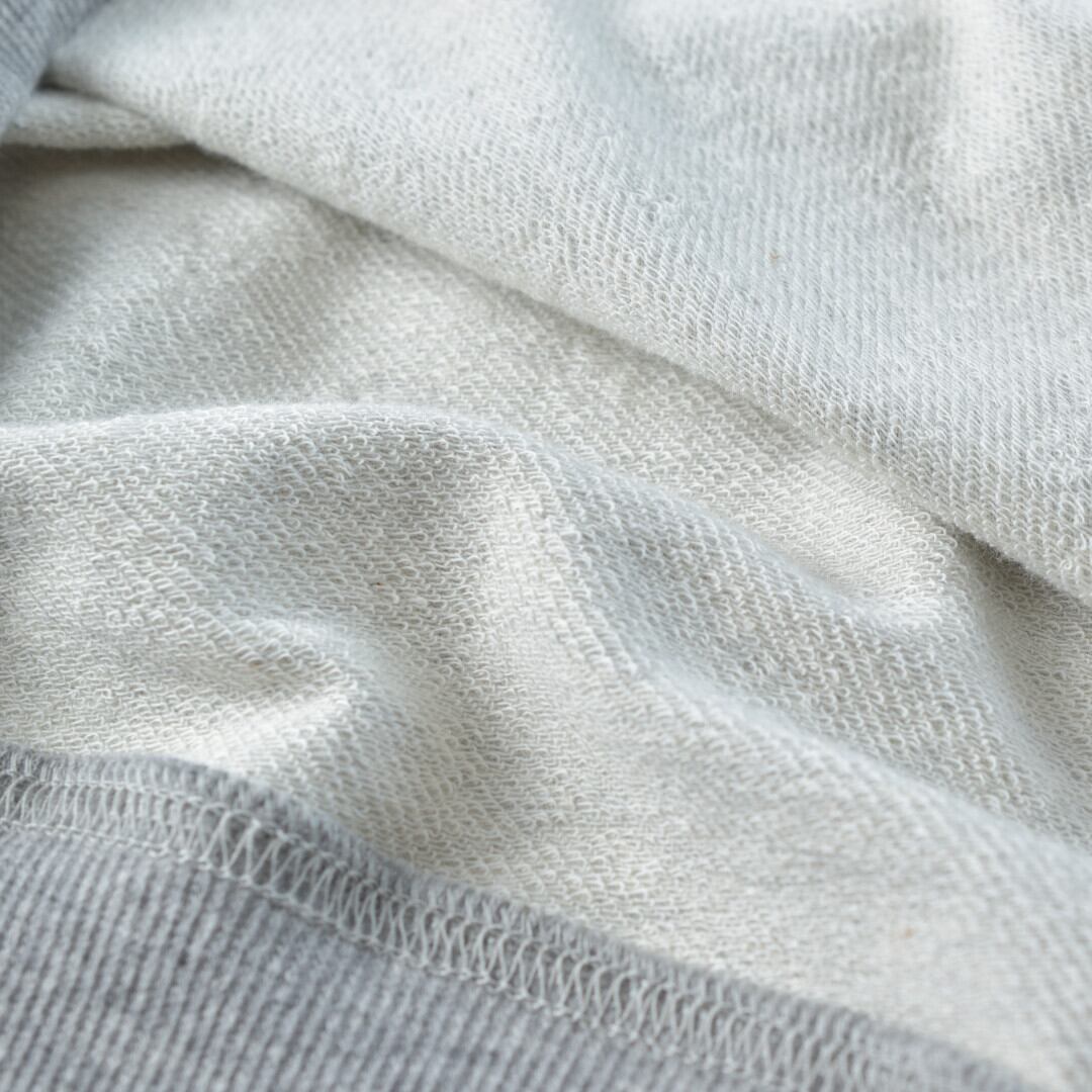 atelier naruse アトリエナルセ コットンリヨンセル裏毛半袖スウェット・ライト杢グレイ