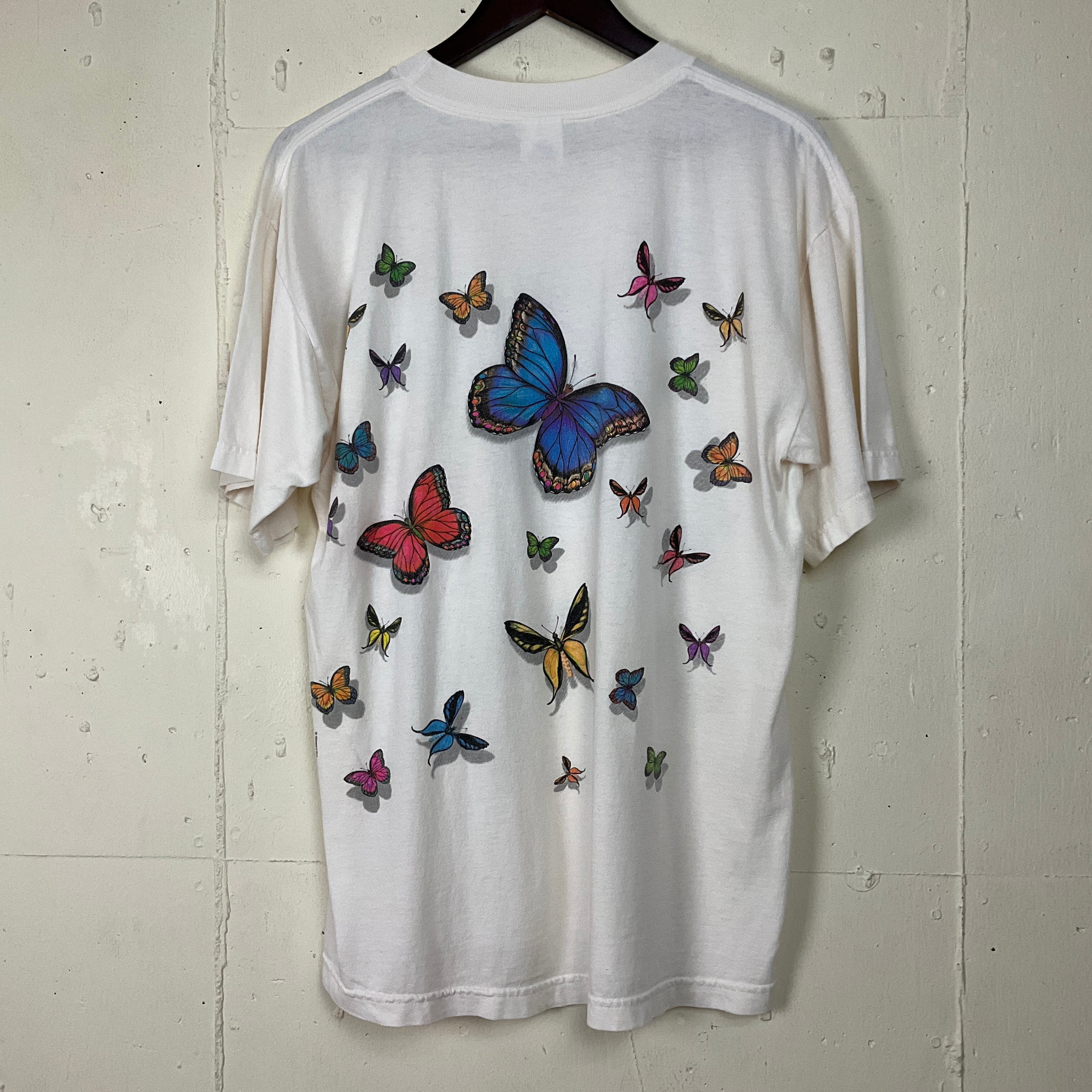 90年代 90s 蝶々 バタフライ アニマル 両面プリント Tシャツ 古着