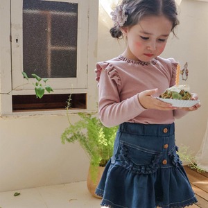 SALE花柄カラーリブＴシャツ