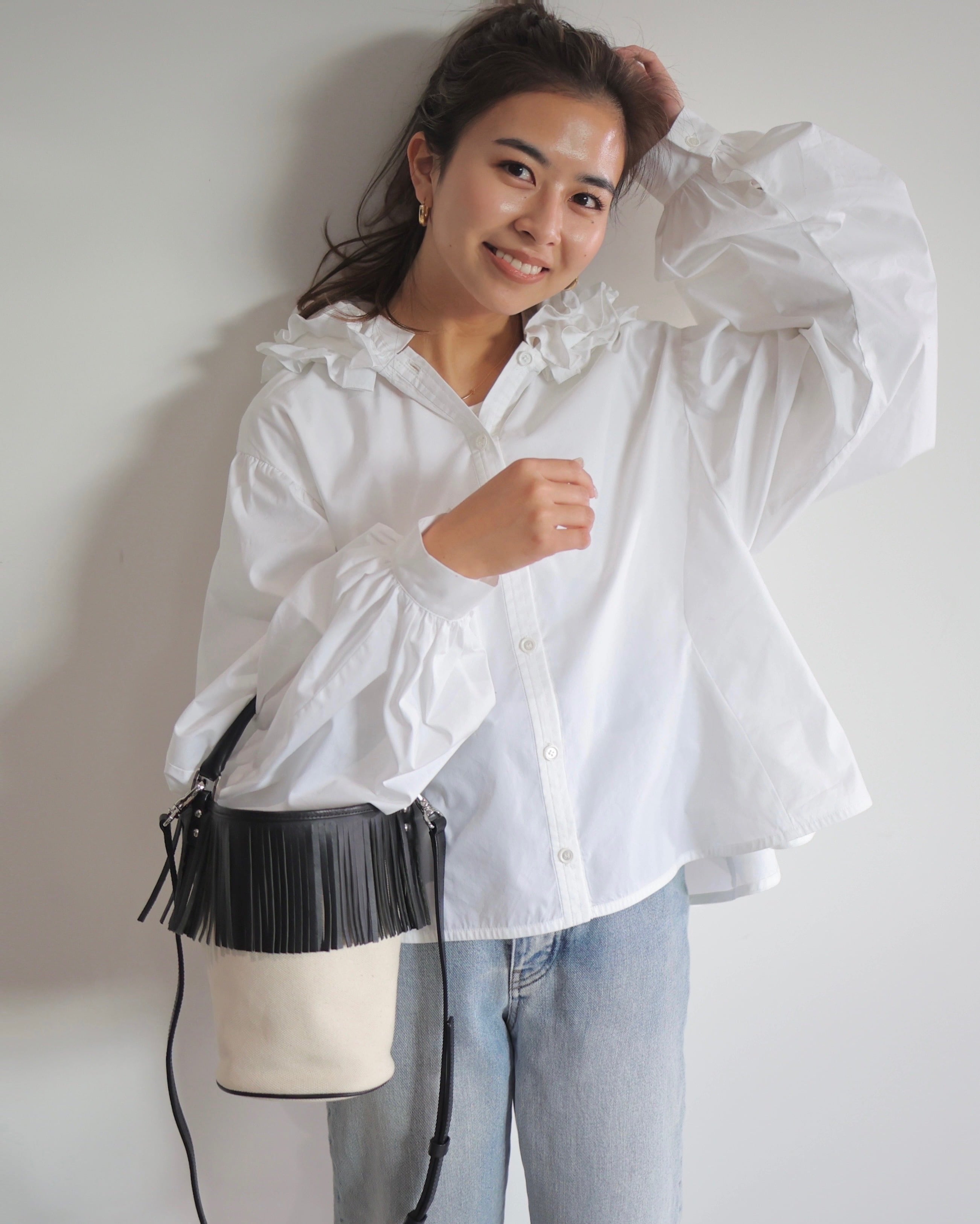 Fringe Bucket Bag/black | ayako