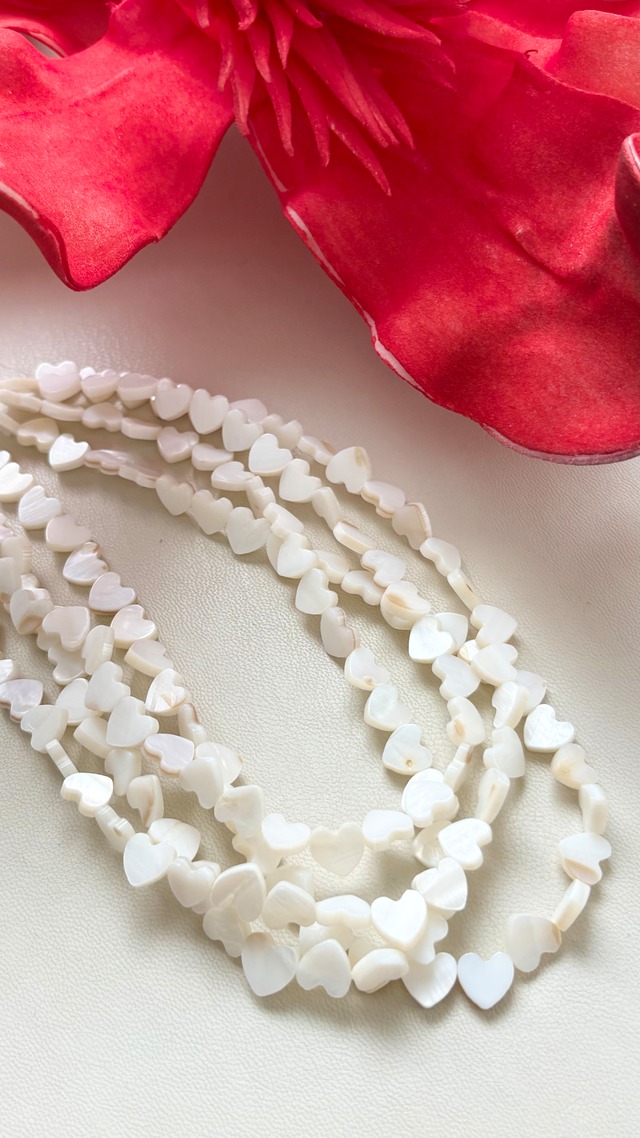 Natural Shell Beads Heart / 天然シェルビーズ ハート 横穴