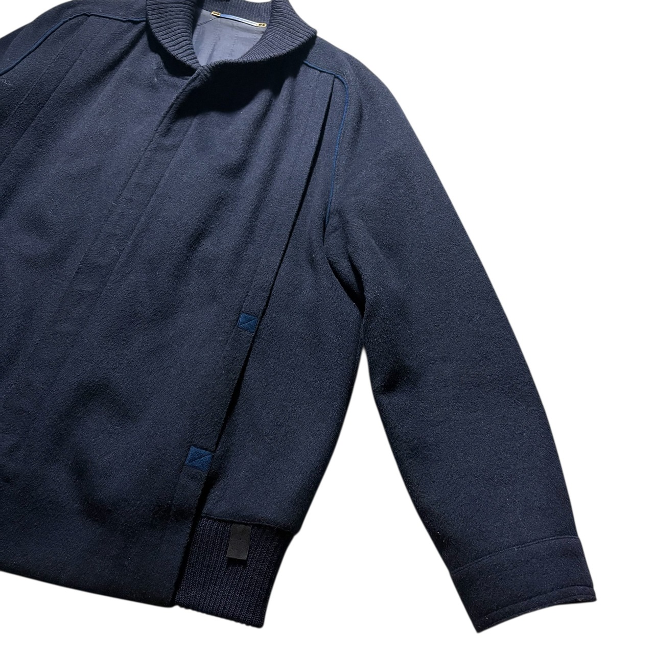 euro vintage pleats design shawl collar wool blouson