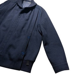 euro vintage pleats design shawl collar wool blouson