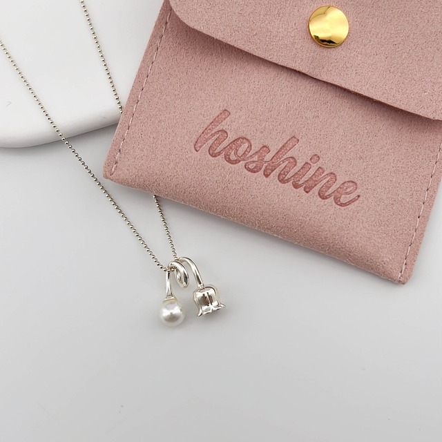 Silver925オールシルバーの韓国風スズラン×パールショートネックレス