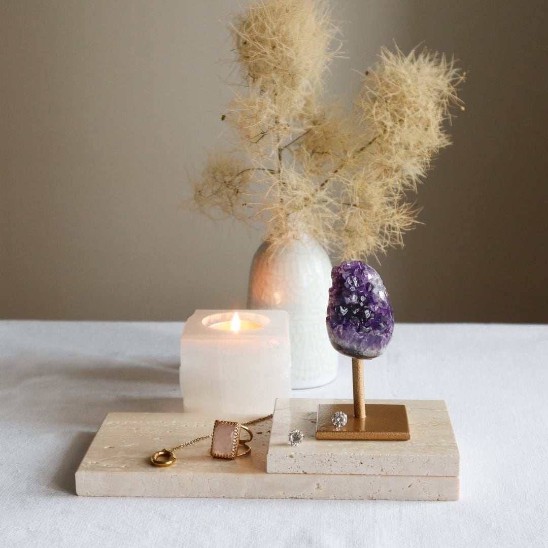 天然石　⭐︎アメジスト スタンド⭐︎ アメジスト スタンド付き （ゴールド）【送料無料】｜Amethyst on Iron