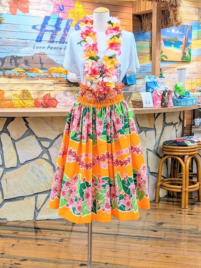 Anuenue(Pau)】シングルパウスカート[クラウンフラワー＆レイ