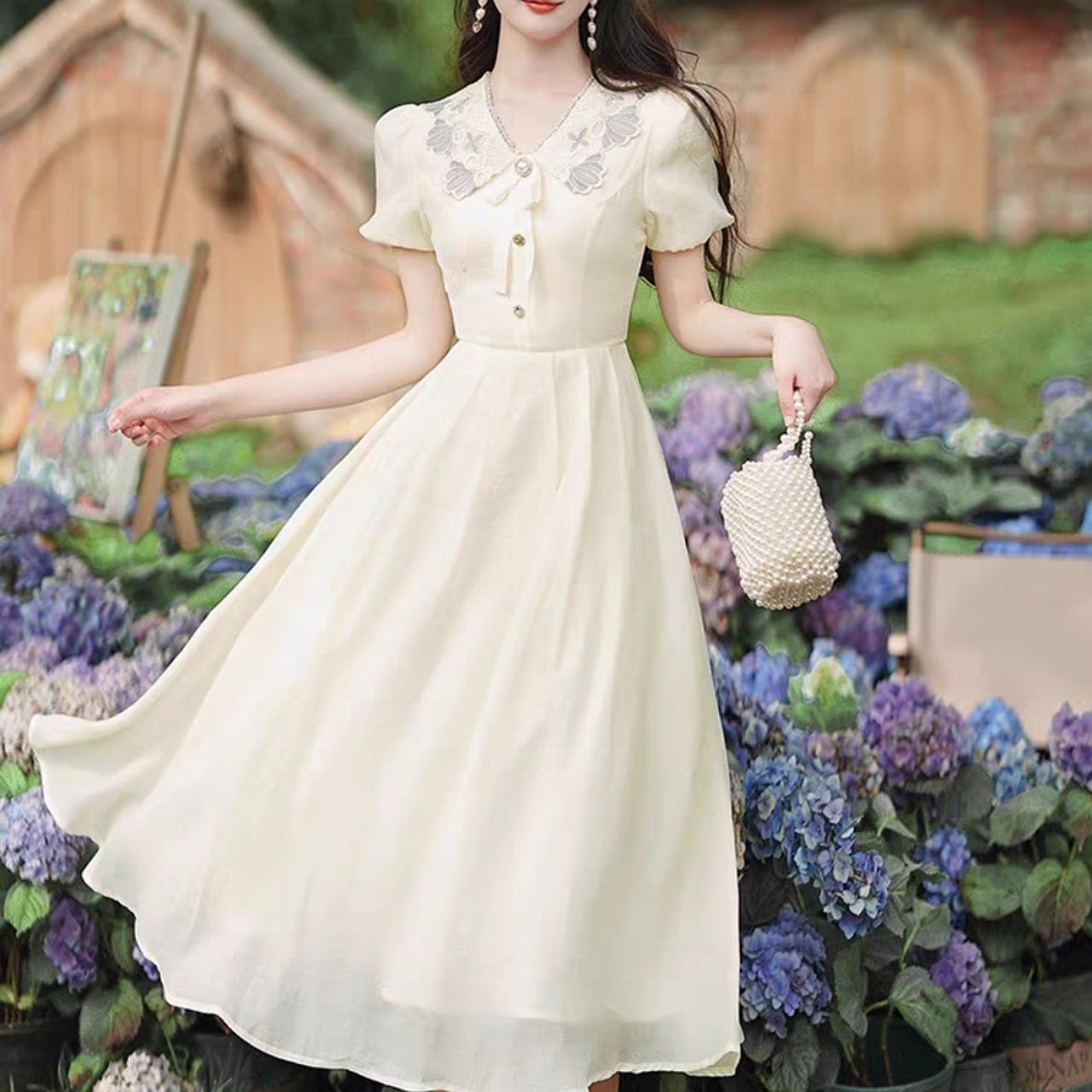 【S-4XL】マーメイド ホワイトワンピース