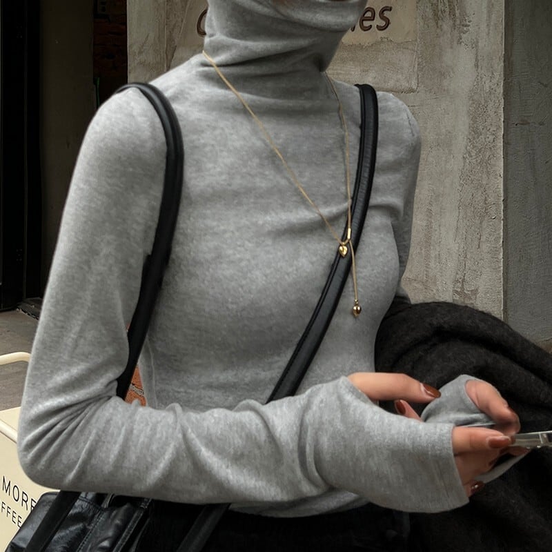 フード付きタートルネック トップス 2color TO0005