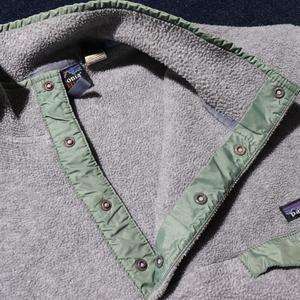 極美品 XL メランジグレー×ミントグリーン 97年 ポルトガル製 シンチラスナップT Patagonia パタゴニアフリース