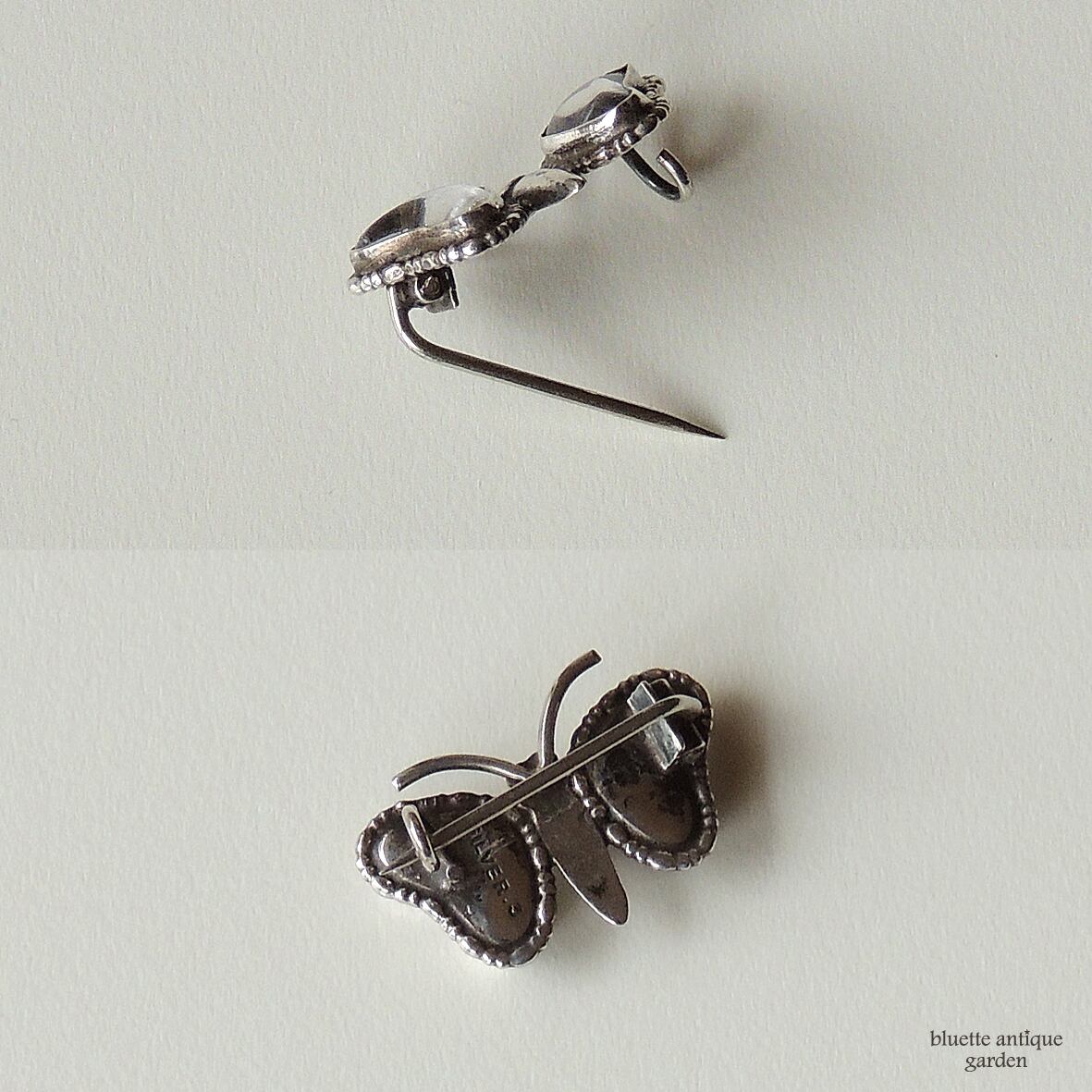 アンティークジュエリー シルバー モルフォ蝶 タイニーブローチ