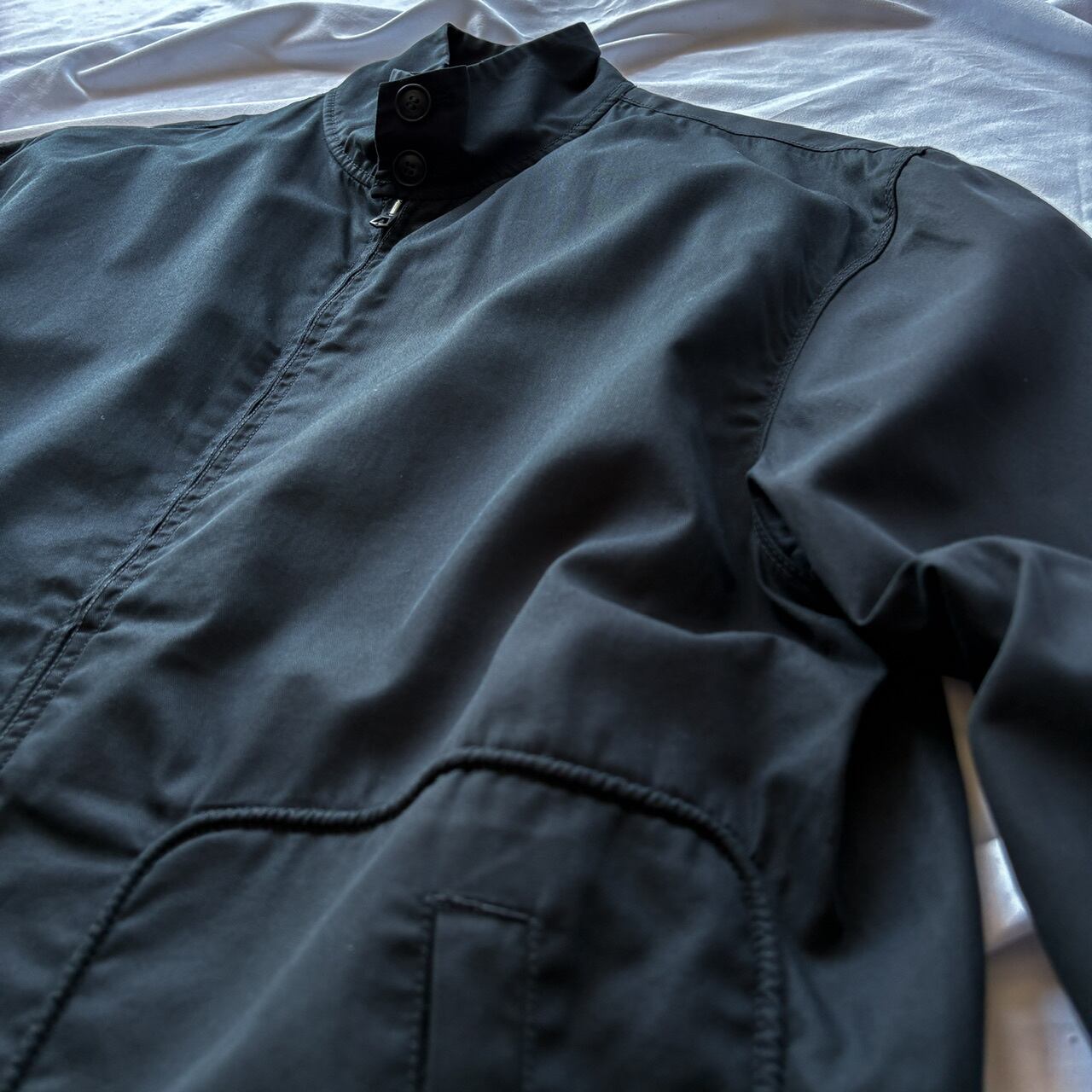 NICOLE FARHI Black Cotton Harrington Jacket | jose