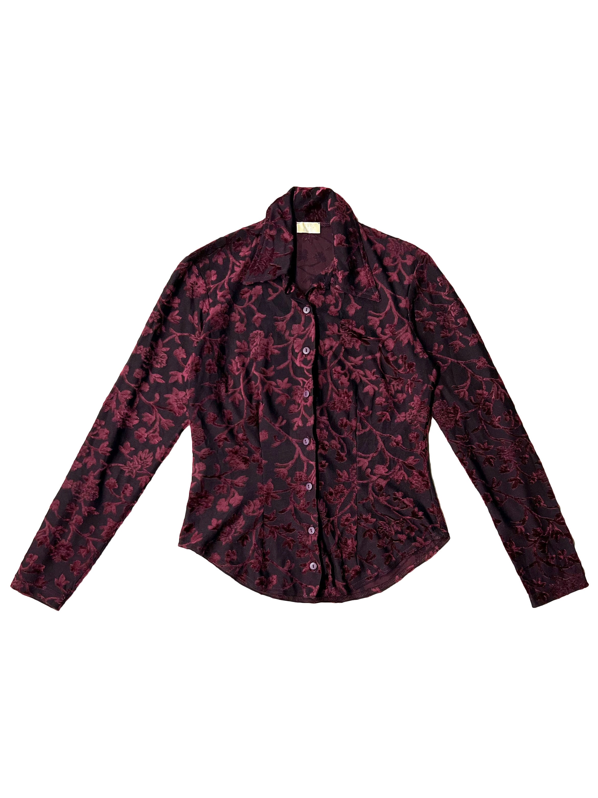 vintage flower design velours shirt ( bordeaux ) | Hélle ( ｴﾙ )