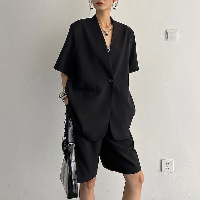 collarless short-sleeved jacket and half pants 10946