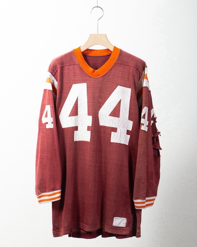 vintage good damage rubber printed football shirt / Made In USA