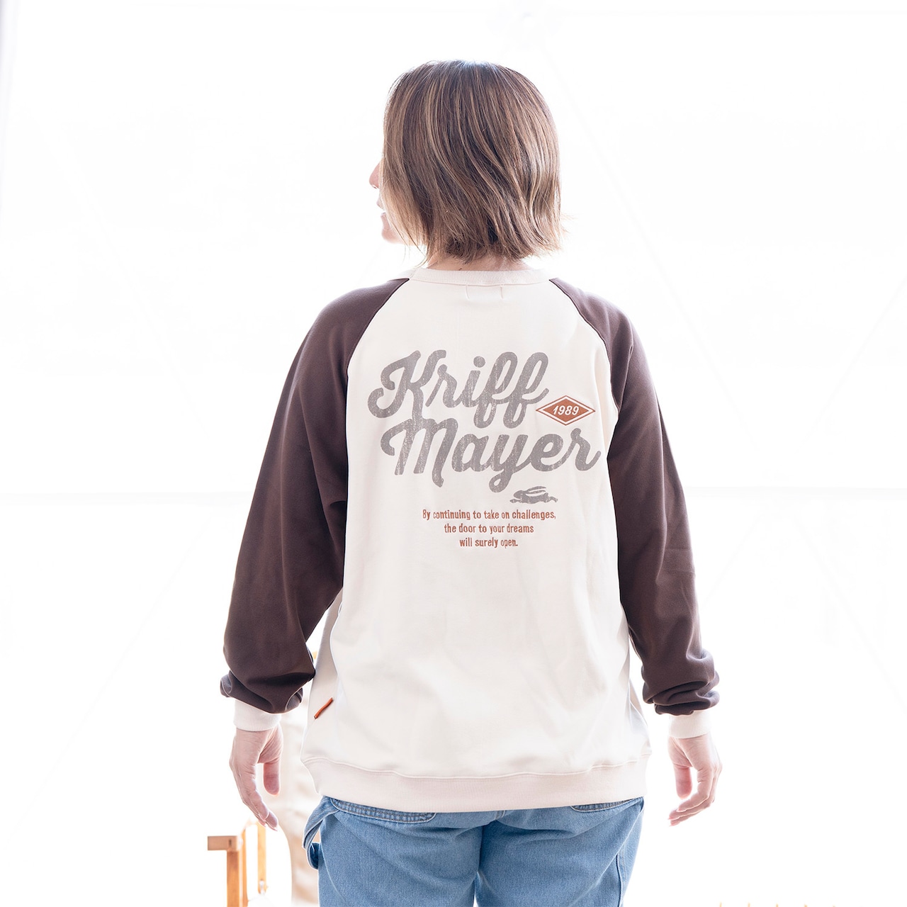 もちのび刺繍ラグランロンT（NATURAL×BROWN）