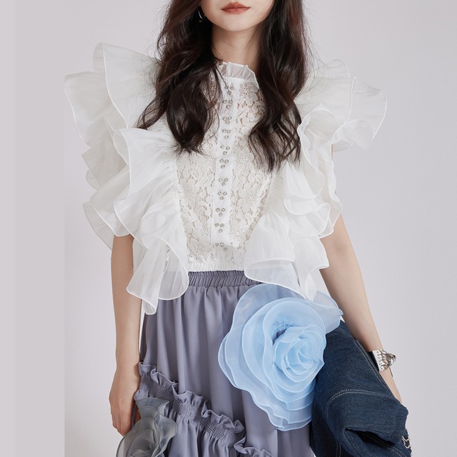 フリルステッチシャツ　A0022