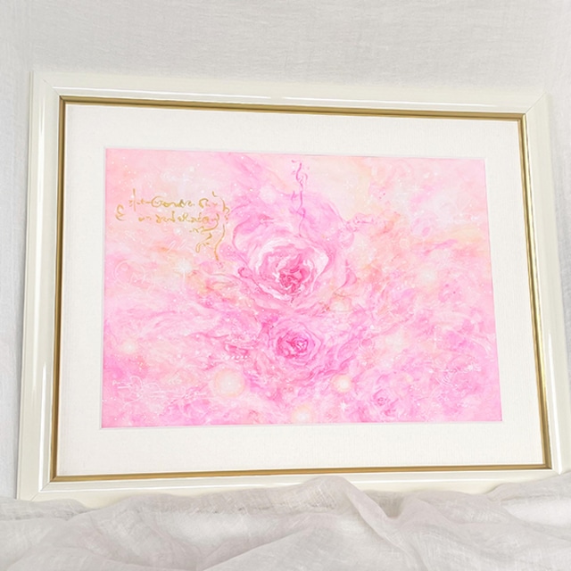 ヒーリングアート「Marian Rose Pink」薔薇のアクリル画原画