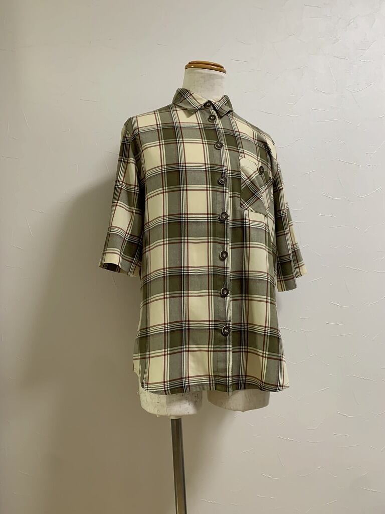 1980~90's Euro Check Pattern Short Sleeve Tyrolean Shirt