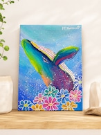 A-112/26】原画 絵画 動物画 ペンギン カラフル 27.3×22cmキャンバス
