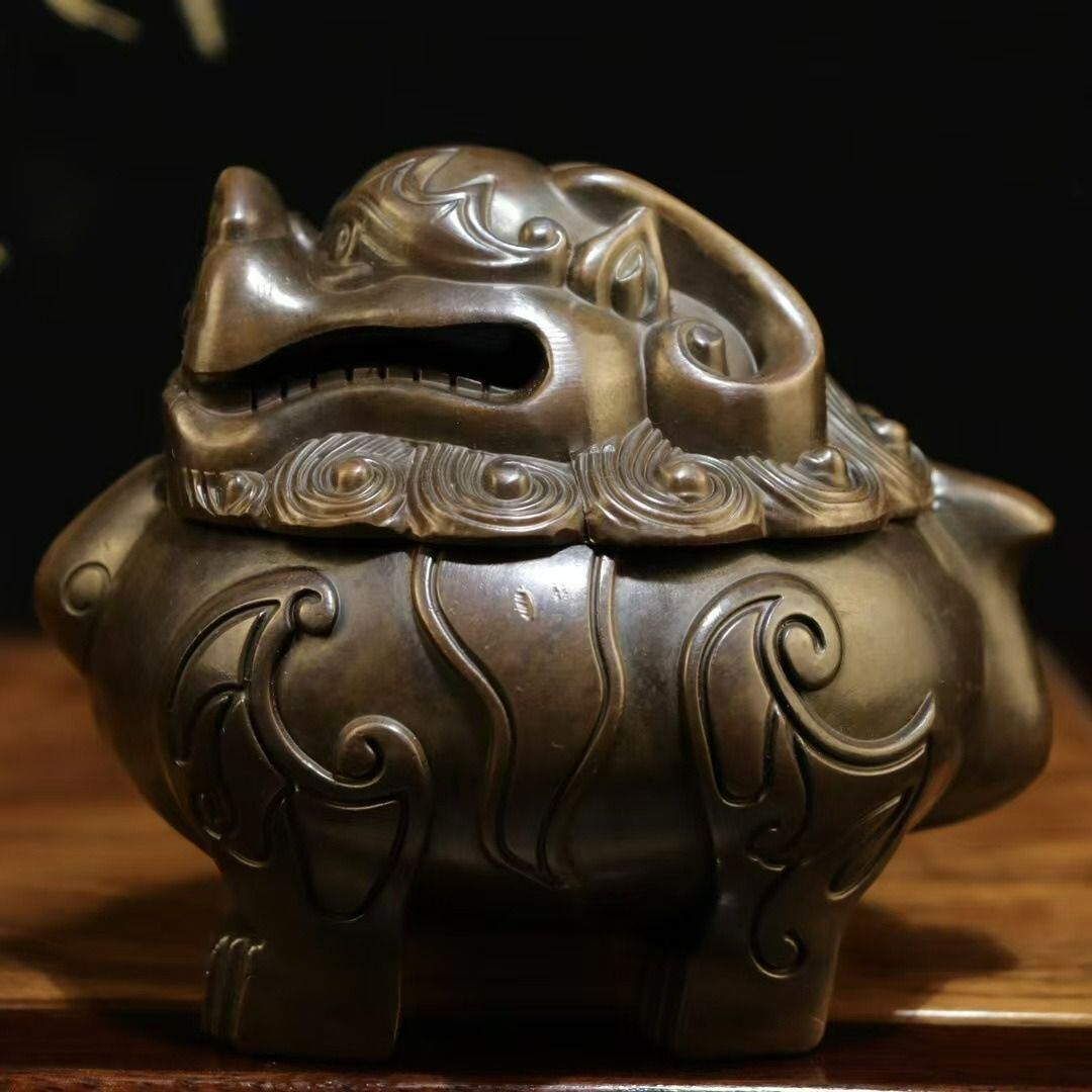純銅 貔貅 香炉 家庭用 香檀置物9
