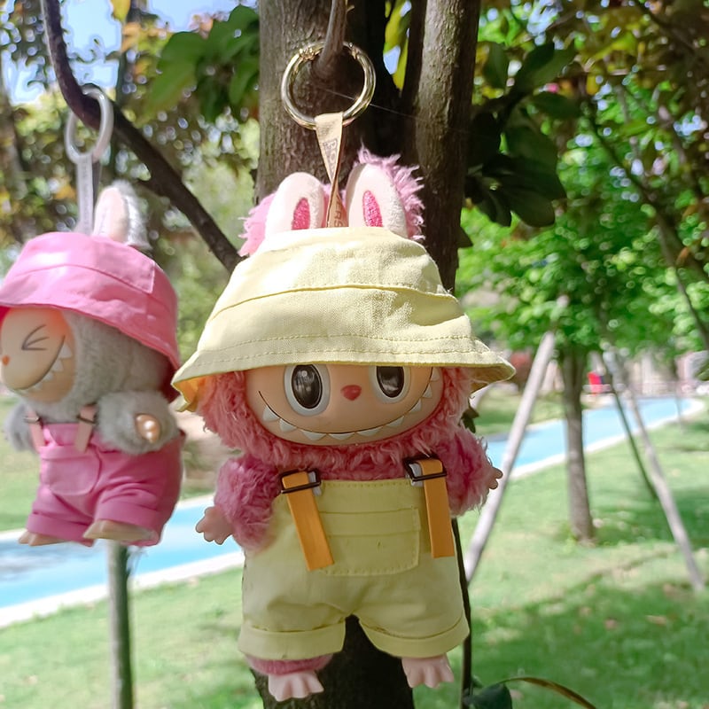 Labubu 1-3世代対応 カジュアル 無地 サロペット＋帽子 ラブブ ぬい服