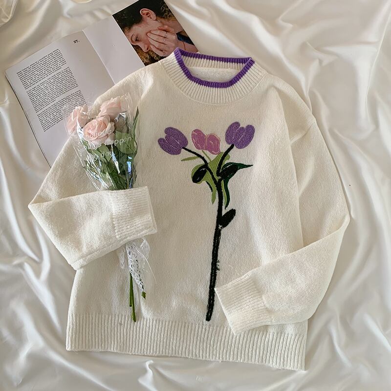 【着用レビュー】トップス レディース ニット セーター 長袖 刺繍 ラウンドネック ストレート ゆったり ふわふわ プルオーバー かわいい 大人可愛い シンプル カジュアル 上品 清楚 フェミニン シック おしゃれ お洒落 おとな ナチュラル 送料無料 ラフ ラブリー キュート ガーリー リラックス レトロ ロマンチック 華やか フラワー S M L 大きめ ゆったり 春 秋 冬 オフィス OL 通勤 学生 通学 デート お出かけ 女子会 休日 ピクニック パーティー イベント 旅行 美術館巡り